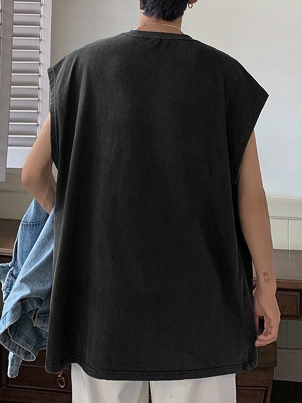 Men's Distressed Washed Print Tees-3