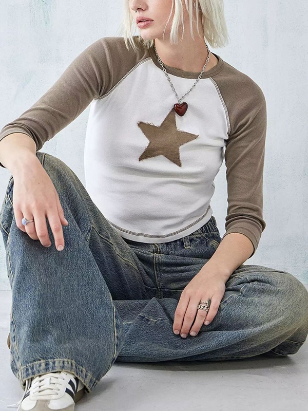 Street Star Patch Raglan Long Sleeve Tee-3