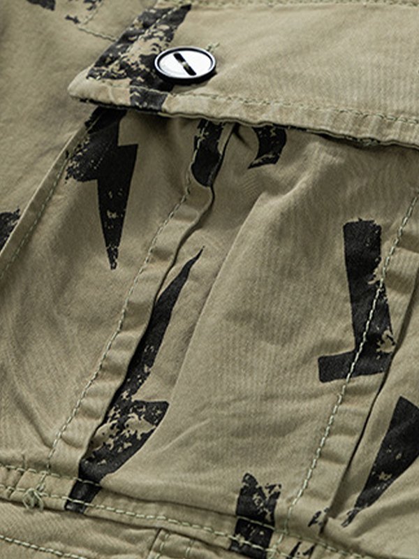 Men's Printed Loose Cargo Shorts-3