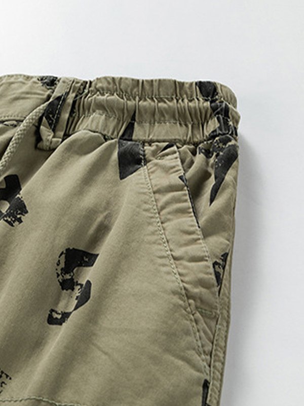 Men's Printed Loose Cargo Shorts-2