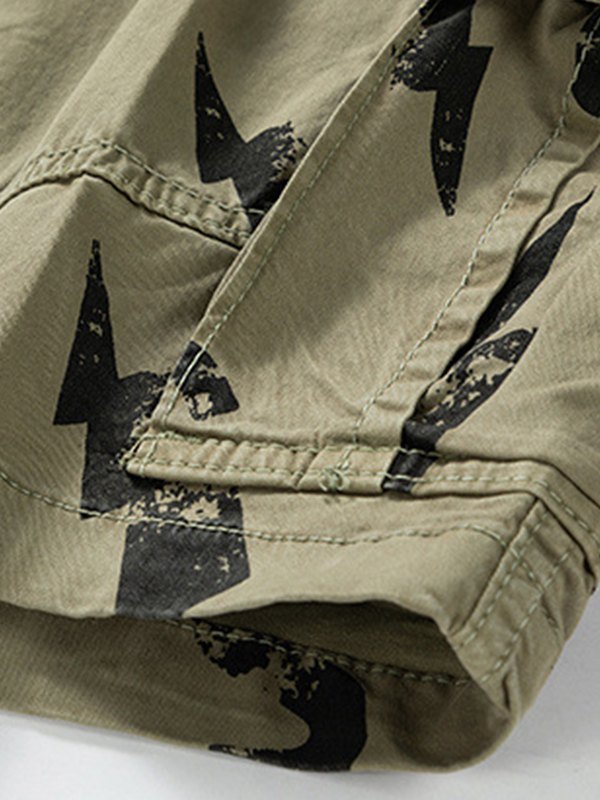 Men's Printed Loose Cargo Shorts-4
